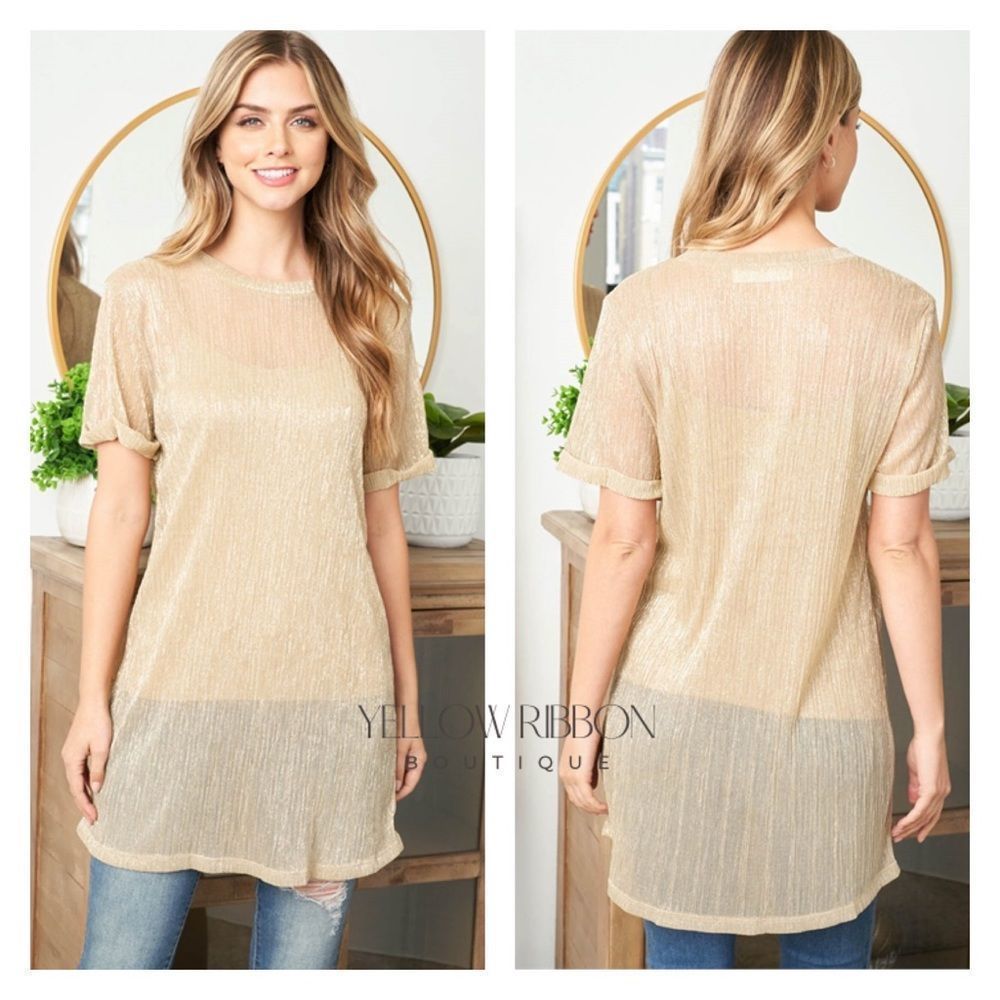 NEW Metallic Gold Tunic Long Top